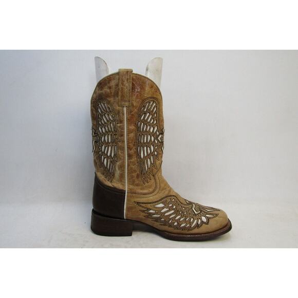 Corral Mens Sz 9 D Brown Leather Wing Cross Inlay Cowboy Boots main image 4